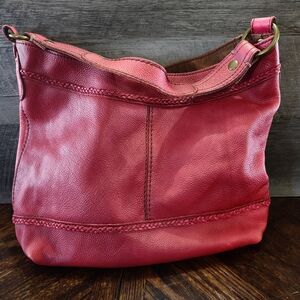 Lucky Brand "Joshua Tree" Hobo Red Leather Shoulder Bag
